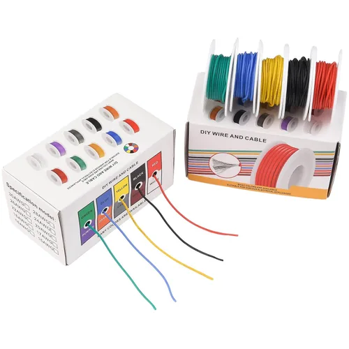 Miniatura 8 de Cable eléctrico de 20AWG, cables de silicona flexibles, cable trenzado de cobre estañado calibre 20, diámetro exterior: 1,8 mm, 5 colores, 19,6