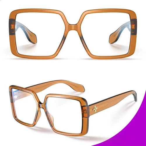 Miniatura 4 de VISOONE Gafas de bloqueo de luz azul TR90 de gran tamaño, accesorios de moda, sin receta para mujeres, Harvard café Malta