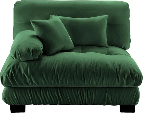 Miniatura 102 de Reposapiés Otomano Tapizado de Terciopelo con Cojín para Sofá Seccional Sofá 300 libras para Sala de Estar (Beige)