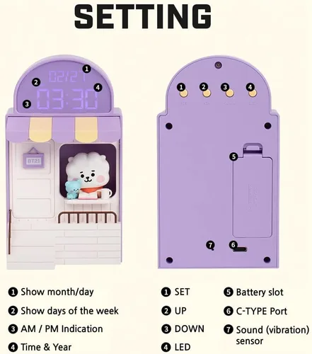 Miniatura 3 de BT21 Reloj de escritorio LED digital Cafe (RJ)