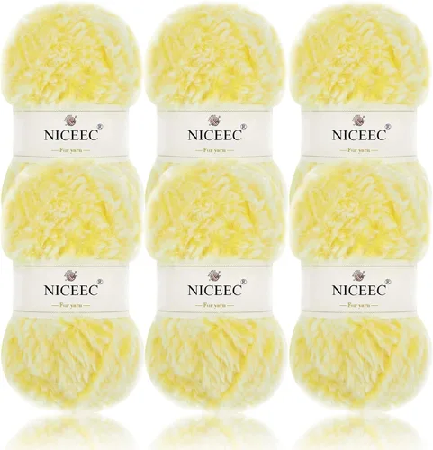 Miniatura 57 de NICEEC Hilo de Pelo Sintético Super Suave, Grueso y Esponjoso, Hilo de Pestañas para Crochet y Tejido (Longitud Total 192m/9.1kg) - Otoño/300g