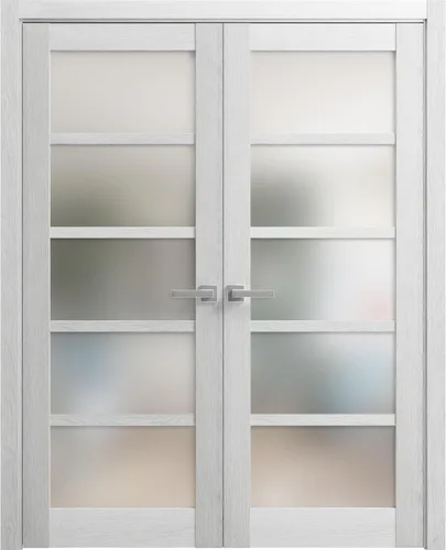 Miniatura 12 de SARTODOORS Puertas dobles francesas macizas de vidrio esmerilado de 36 x 80 pulgadas Quadro 4002 ceniza de chocolate Marcos de panel sólido