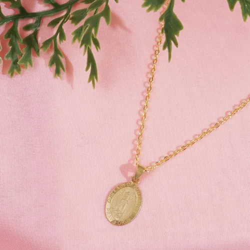 Miniatura 3 de PORI JEWELERS Oro amarillo de 14 quilates pequeño Virgen María Medallón religioso ovalado joyería fina regalo de bendición para mujeres niñas