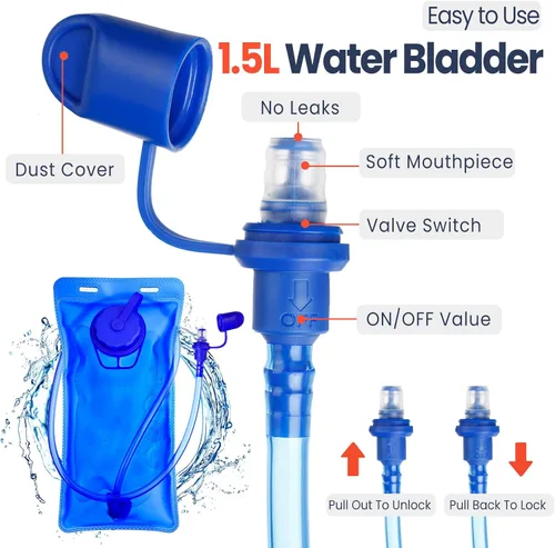 Miniatura 5 de Shinylin Mochila de Hidratación para Niños con Vejiga de Agua de 1.5L Mochila de Senderismo Ligera para Niños o Niñas Niños Ciclismo Escalada Correr