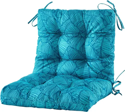 Miniatura 11 de ARTPLAN Cojines para silla de exterior y respaldo bajo, 40 x 20 x 4 pulgadas, cojín de mimbre grueso copetudo para patio exterior con lazos
