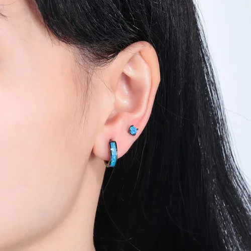 Miniatura 181 de CiNily Aretes Huggie de ópalo con bisagras, chapados en oro, hipoalergénicos, pequeños aretes de aro para mujeres, adolescentes, niñas, hombres