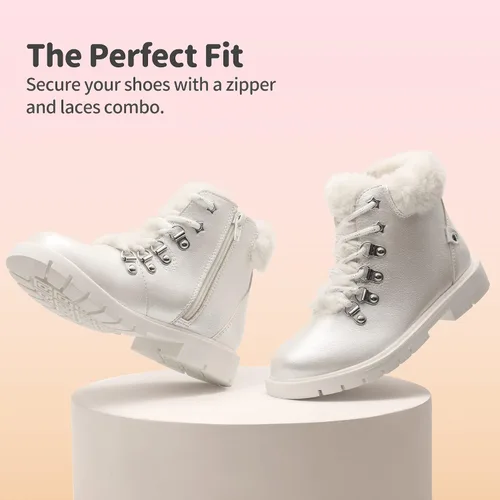 Miniatura 3 de DREAM PAIRS Botas de moda con cierre lateral y cordones para niñas y niños
