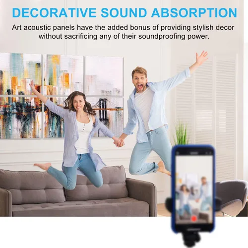 Miniatura 6 de JBER Paneles acústicos artísticos, paneles de pared acústicos de 72 x 48 pulgadas, arte de pared absorbente de sonido, paneles acústicos