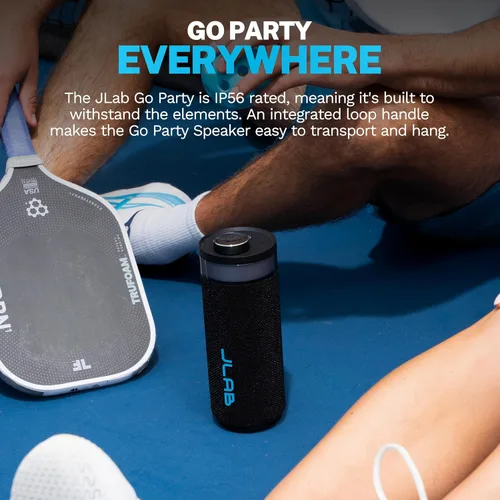 Miniatura 6 de JLab Go Party - Altavoz Bluetooth portátil, color negro medianoche, 10 vatios de potencia, más de 16 horas de reproducción, impermeabilización IP56