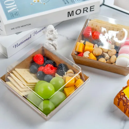 Miniatura 6 de NPLUX Cajas pequeñas de embutidos con tapas transparentes, cajas cuadradas de postre para llevar, contenedores de alimentos desechables