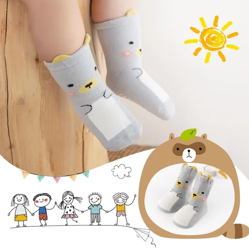 Miniatura 5 de Fanairy Toddler Animal Non Skid Crew Socks with Grips Baby Infant Boy Girl Non Slip Cotton Socks 6 Pairs
