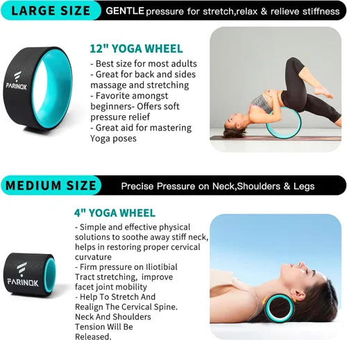 Miniatura 4 de Yoga Wheel for Stretching & Flexibility to Help Back Aches & Tension, Deep Tissue Muscle Massage. Back Roller Wheel with Extra Cushion, Wider &
