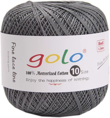 Miniatura 110 de Golo - Bolas de hilo para crochet de algodón tamaño 10, color algodón para crochet D-Fresa D078-fresa
