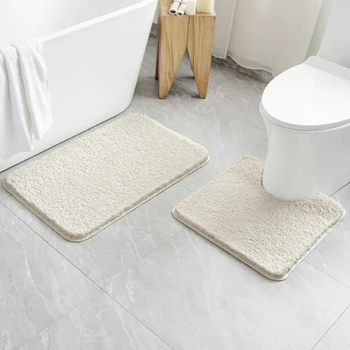 Miniatura 105 de MIULEE Juego de 2 alfombras de baño antideslizantes peludas extra gruesas y suaves, alfombrillas de baño de microfibra suave absorbente de agua