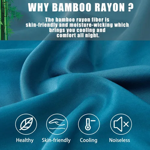 Miniatura 3 de Fundas de almohada de bambú, tamaño cuerpo completo, color azul, refrescantes, cierre de cremallera, frescas y transpirables, para personas que se