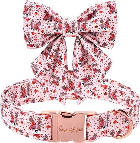Miniatura 7 de Unique style paws Collar de perro de color verde sedoso, ajustable, duradero, con lazo para boda, collar de pajarita para cachorros y gatos pequeños