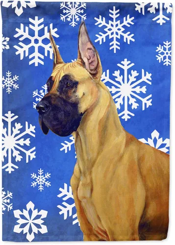 Miniatura 64 de Caroline's Treasures SC9374GF Bulldog English Snow flakes Holiday Garden Flag Buzón Bandera decorativa para patio exterior, patio, obras de arte