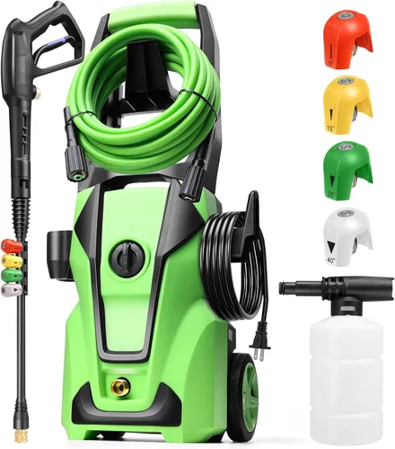 Lavadora a presión eléctrica 5000PSI Max 4.0GPM con manguera de extensión flexible de 33 pies, 4 boquillas, cañón de espuma, lavadora eléctrica para