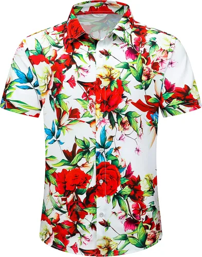 Miniatura 2 de SheLucki - Camisa hawaiana para hombre, unisex, estilo informal, manga corta, con botones y estampado de sombra de palmeras, para el verano