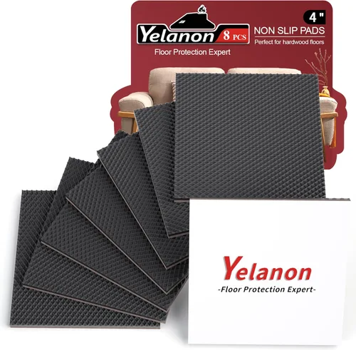 Yelanon Almohadillas Antideslizantes para Muebles - 8 piezas de 4" Agarraderas para Muebles para Pisos de Madera Dura, Antideslizantes para Patas de