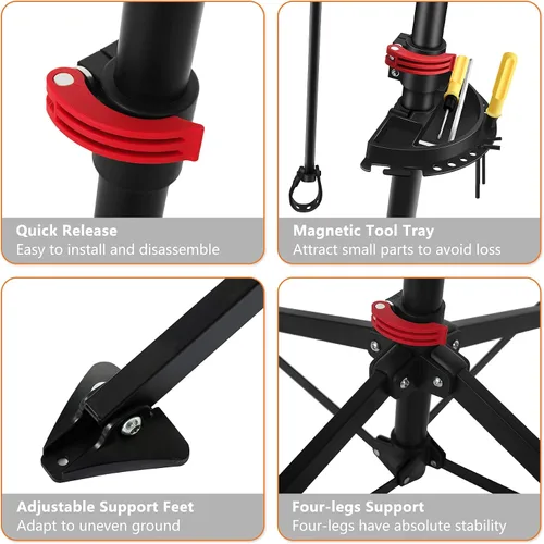 Miniatura 4 de UNISKY Soporte de reparación de bicicletas para mantenimiento Estante ajustable en altura con liberación rápida Soporte de trabajo de mantenimiento