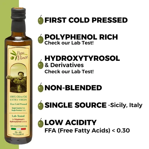 Miniatura 8 de Papa Vince Aceite de oliva hidroxitirosol virgen extra - hidroxitirosol probado en laboratorio, rico en polifenoles, primer prensado en frío