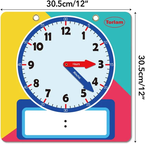 Miniatura 6 de Reloj de Aprendizaje Magnético y Borrado en Seco para Niños Reloj para Niños que Aprenden a Decir la Hora Gran Reloj de 30 cm de Demostración