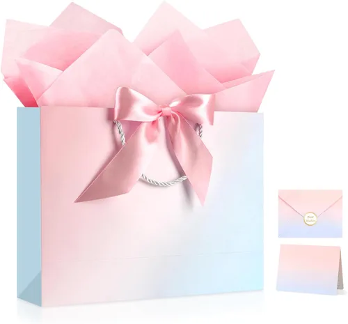 Miniatura 23 de JMANNI Bolsas de regalo, 3 piezas de tamaño mediano con cinta de lazo, bolsa de regalo de papel portátil, patrón de mármol, para cualquier ocasión