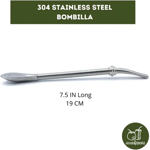 Miniatura 3 de Juego de bombillas mate de acero inoxidable 2 filtros de pajitas de té Yerba mate Diseño ergonómico Línea económica 7½ in, 7.5 in de largo