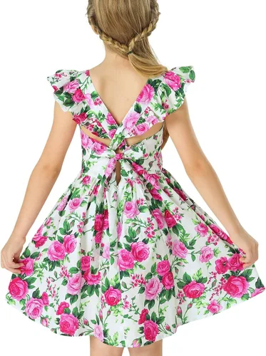 Miniatura 268 de Vestido de verano para niña, de algodón, con diseño floral