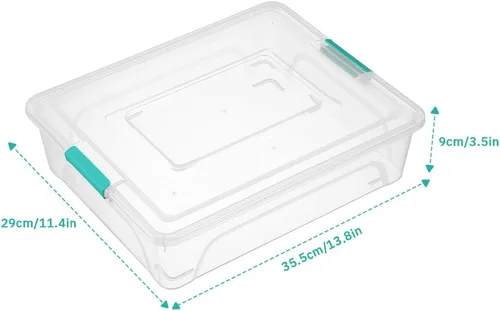 Miniatura 2 de Contenedores de almacenamiento de plástico transparentes para manualidades con mango gris, caja organizadora con tapas duraderas, contenedores