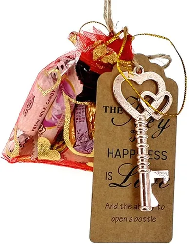 Miniatura 3 de ALIMITOPIA 50 piezas de abrebotellas con llave de esqueleto, despedida de soltera, boda, fiesta, recuerdo, regalo con etiqueta de acompañante y Oro