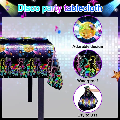 Miniatura 3 de Avezano 3 manteles de mesa de discoteca de los años 70 para decoración de fiesta de los años 70, decoraciones de fiesta de plástico de los años 70