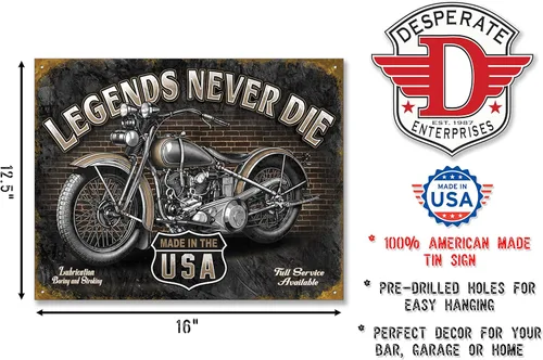 Miniatura 2 de Letrero de lata "legends never die", 16x12.