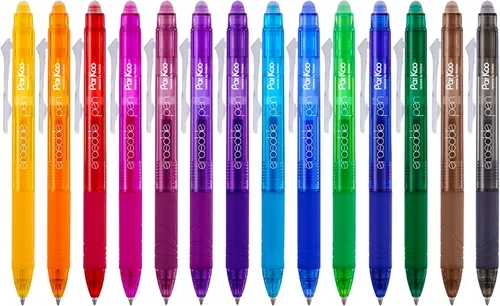 Miniatura 11 de ParKoo Bolígrafos de gel retráctiles borrables, punta fina de 0.028 in, tintas de colores surtidos para escritura de dibujos, paquete de 10