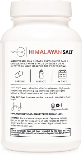 Miniatura 6 de Type Zero Cápsulas de sal de roca del Himalaya (120 cápsulas) (1000 mg por porción)