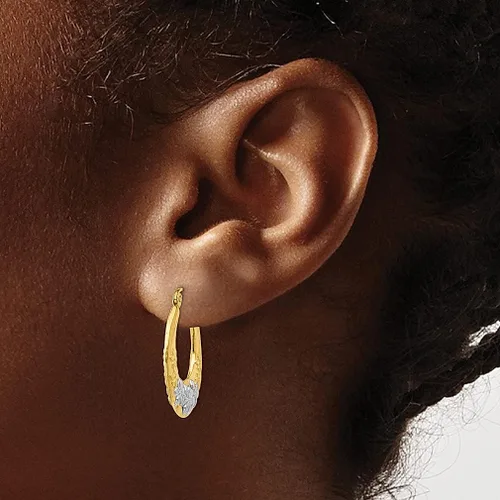 Miniatura 3 de 14K Yellow Gold White Rose Flowers Hoop Earrings