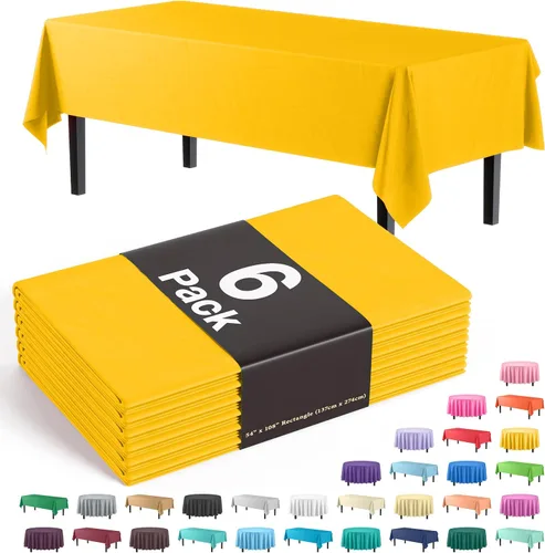 Miniatura 30 de Party Solids Paquete de 6 manteles de plástico prémium de 54 pulgadas x 108 pulgadas. Cubierta de mesa rectangular de plástico - Aqua
