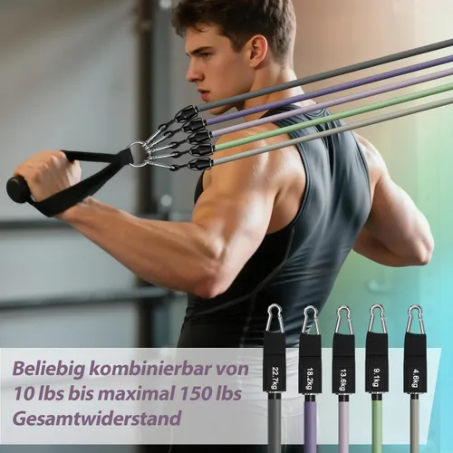 Miniatura 4 de WHATAFIT Bandas de resistencia, bandas de ejercicio, bandas de resistencia para entrenamiento, bandas de entrenamiento con asas para hombres