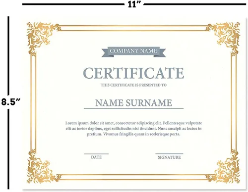 Fine Stationery Papeles de certificado de pergamino dorado y blanco - Paquete de 25, NO CON LAMINACIÓN, compatibles con impresoras láser e inkjet,