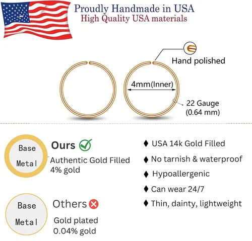 Miniatura 70 de Small Gold or Sterling Silver Huggie Hoop Earrings for Women Cartilage Nose Helix Tragus