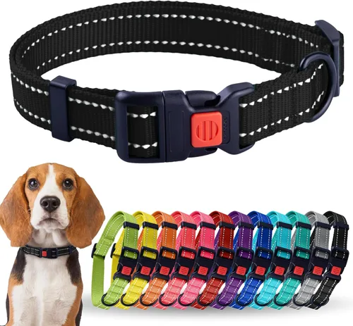 Miniatura 41 de CollarDirect Collar reflectante para perro o cachorro pequeño, mediano y grande con hebilla de liberación rápida, para machos y hembras, nailon Rojo