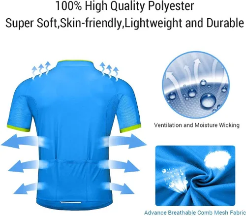 Miniatura 5 de wantdo Camisetas de ciclismo para hombre, camisetas de ciclismo de montaña MTB Jersey de manga corta Camisetas de ciclismo transpirable de secado