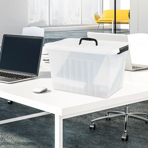 Miniatura 6 de Asking Caja de almacenamiento de plástico transparente de 18 L con asa, paquete de 4