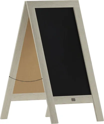 Miniatura 23 de Cartel en forma de "A" con pizarra de HBCY Creations: Letrero de madera maciza de 40x20 en forma de "A", pizarra rústica marrón de doble cara