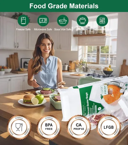 Miniatura 2 de Bolsas selladoras al vacío para alimentos, 50 x 10 pulgadas, etiqueta preimpresa, sin BPA, bolsas pequeñas para ahorrar alimentos, ideal para bolsas