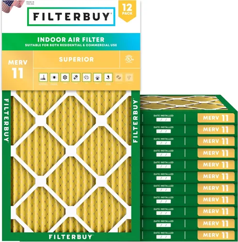 Filterbuy Filtro de aire MERV 11 de 18 x 30 x 1 pulgadas, defensa superior para mascotas y alergias (paquete de 12), filtros electrostáticos