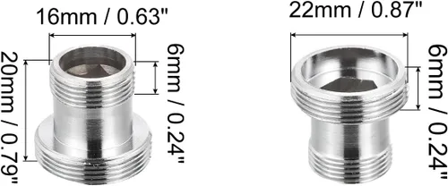 Miniatura 2 de uxcell Adaptador de grifo, 4 piezas M16mmx6mm rosca macho a M22mmx6mm rosca macho latón grifo aireador conector para cocina baño fregadero