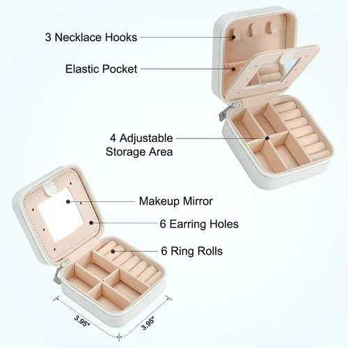 Miniatura 2 de Organizador de joyas de viaje para mujeres y niñas, mini organizador de joyas de viaje, organizador de anillos de viaje, organizador de collares