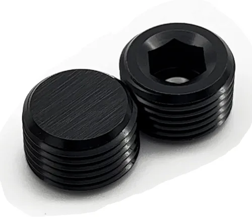 Miniatura 6 de Aluminio 1 "1 pulgada NPT rosca macho Allen cabeza enchufe enchufe de tubería, negro, paquete de 2